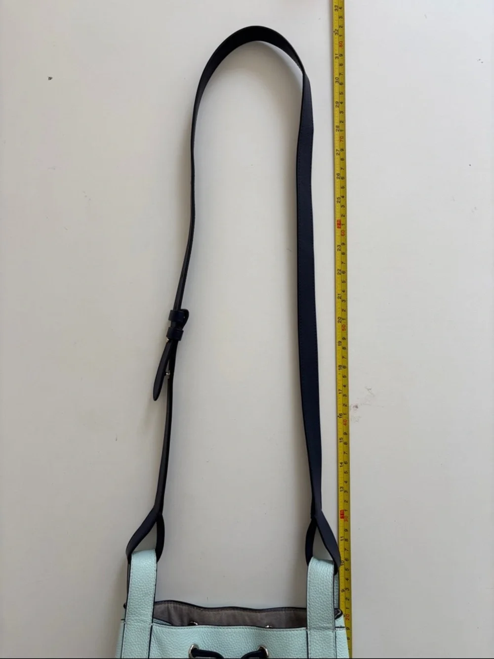 kate spade Mint and Black‎ Leather Drawstring Shoulder Bag